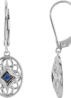 69707 Silver and Sapphire Drop Earrings