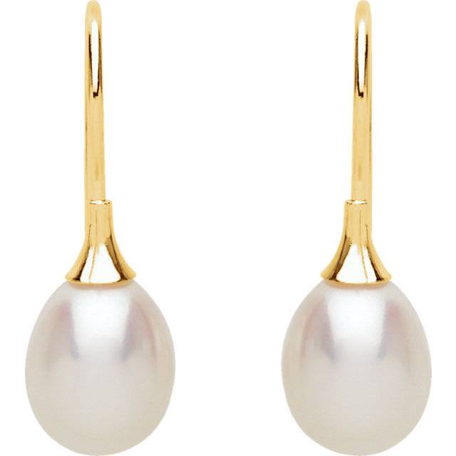 67768 Yellow Gold Pearl Earrings