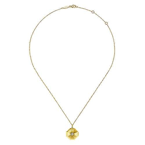 Gabriel & Co 14K Octagonal Locket Necklace with Diamond Star Center