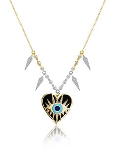 Enamel Evil Eye Heart Necklace