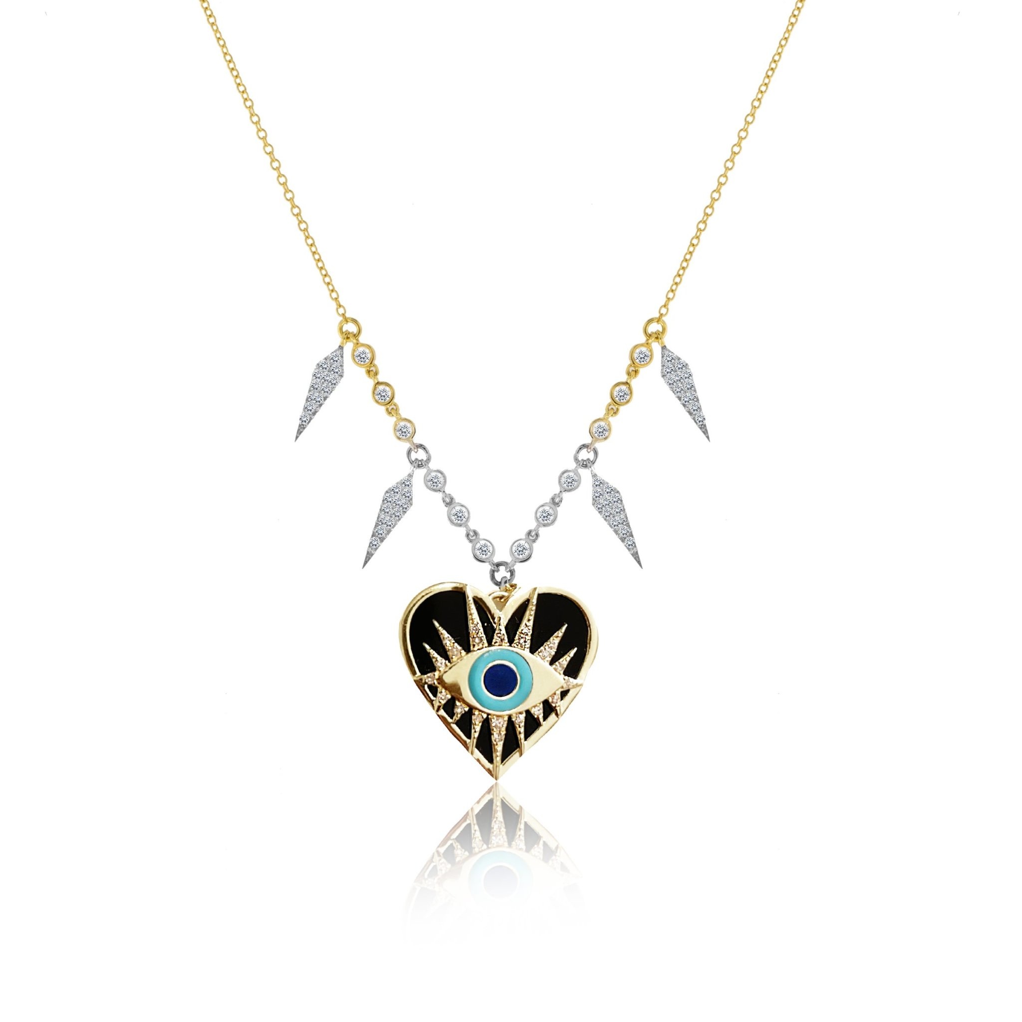 Meira T Enamel Evil Eye Heart Necklace