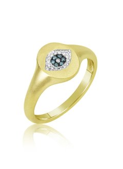 Evil Eye Signet Diamond Ring