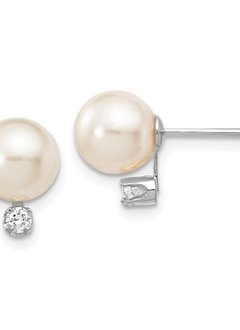 XFW475E Pearl & Diamond Stud Earrings