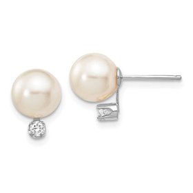 XFW475E Pearl & Diamond Stud Earrings