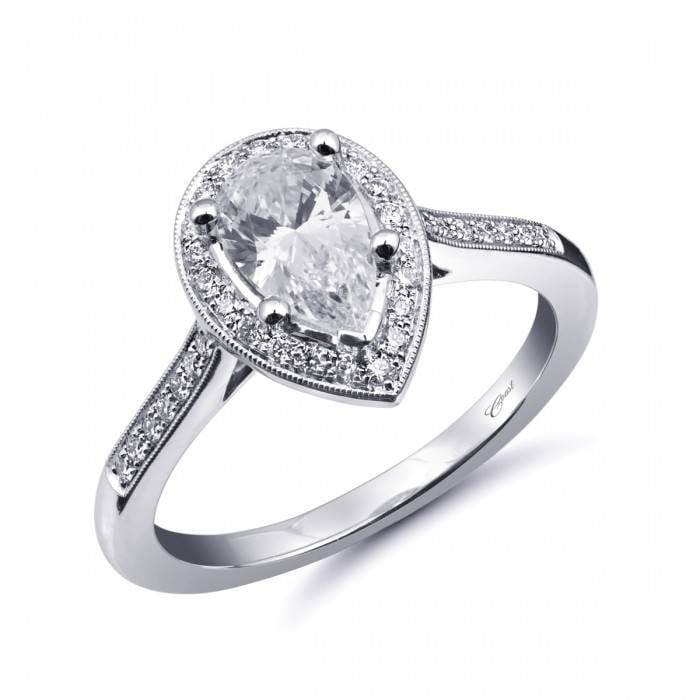 Diamond Pear-Shaped Halo Engagement Ring (Setting Price)