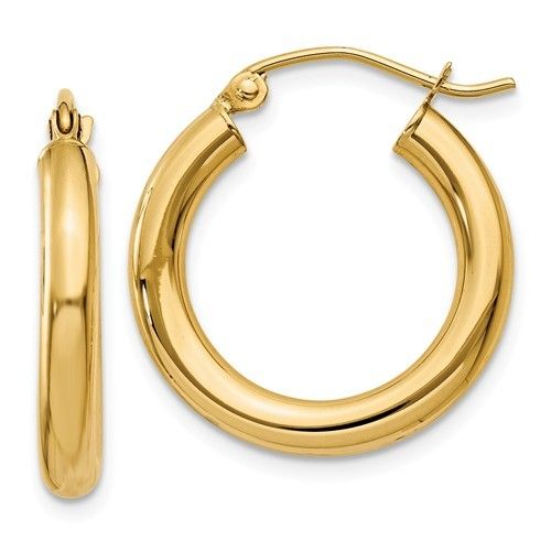 Q Gold T938 3mm Yellow Gold Hoops