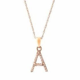 CP457 Rose Gold Diamond Initial Necklace