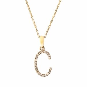 Sabrina CP457 Rose Gold Diamond Initial Necklace