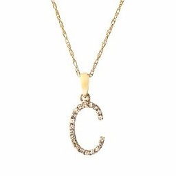 CP457 Yellow Gold Diamond Initial Necklace