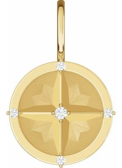 14kt Yellow Gold Diamond Compass Charm Pendant