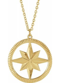 87479 14kt Yellow Gold Compass Necklace