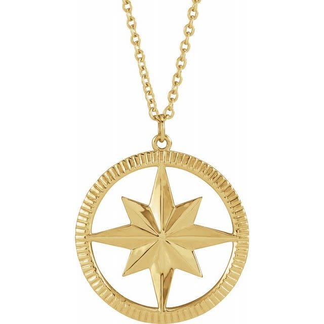 87479 14kt Yellow Gold Compass Necklace