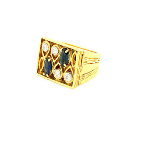 18kt Yellow Gold Etruscan Sapphire & Diamond Ring