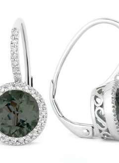 E1059 Green Spinel Diamond Halo Earrings