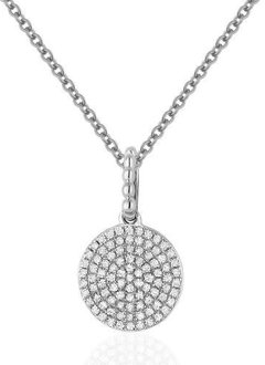 N1157W 14kt white gold diamond pave circle necklace