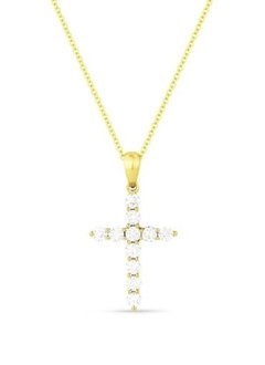 N1394 14kt Gold Cross Diamond Necklace