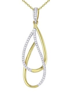 N1428 14kt Yellow Gold Pear Shape Diamond Drop Necklace