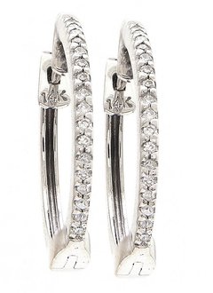14kt white gold .12 carat diamond huggie earrings