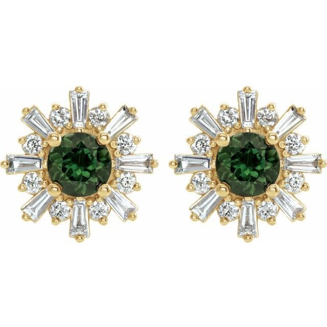 14K Yellow Gold 0.61CT Green Diamond Solitaire MEN/WOMAN Single Stud Earring  | eBay