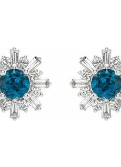 London Blue Topaz & Diamond Starburst Earrings