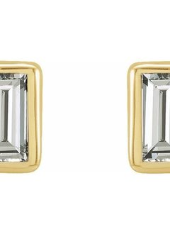 Baguette Bezel Set Diamond Stud Earrings .07 carat