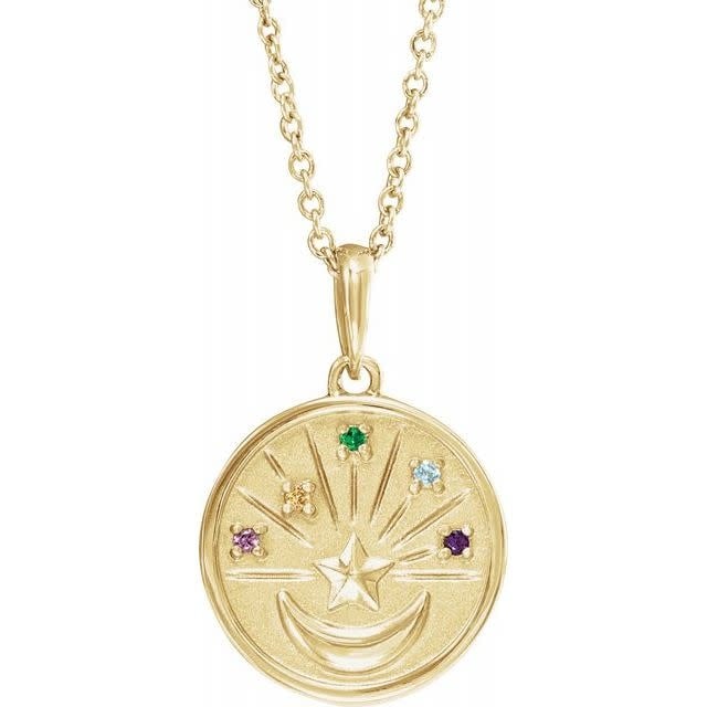 14kt Yellow Gold Petite Celestial Gemstone Necklace