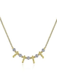 NK5942 14kt Yellow Gold Beaded Bar Necklace