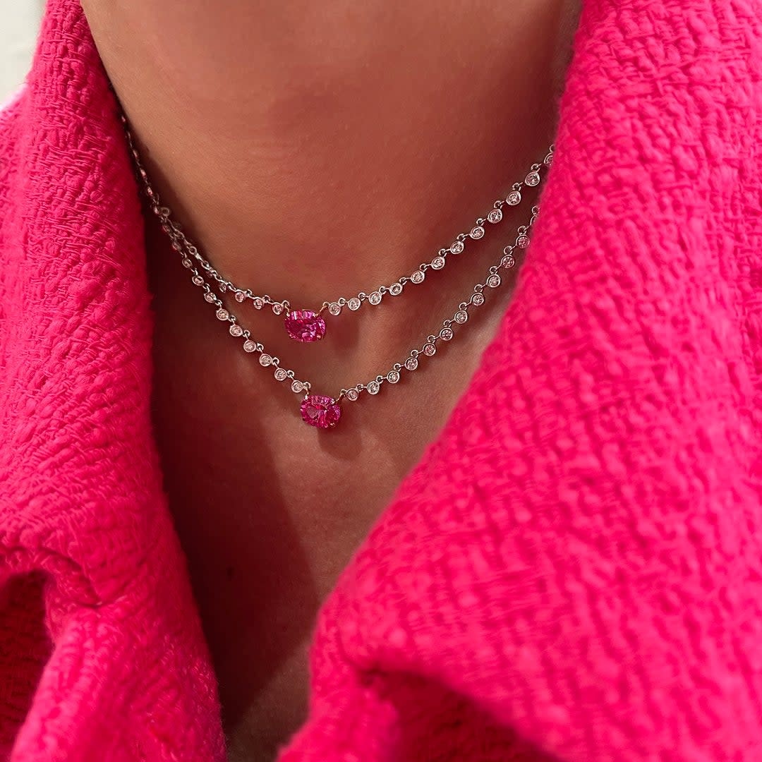 Pink Sapphire Tennis Necklace