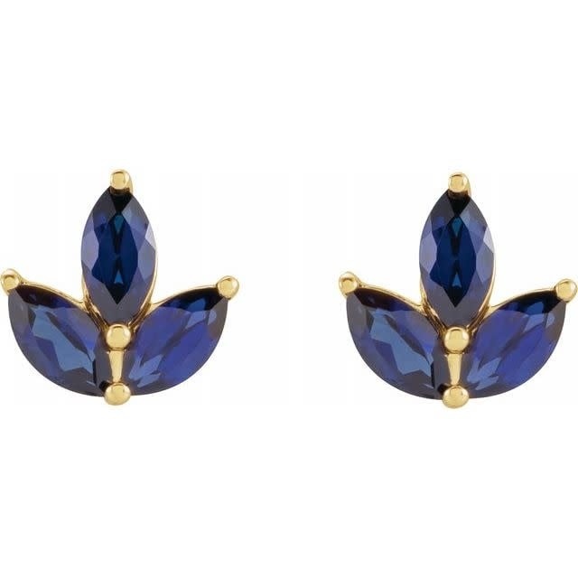 Caratlane Azure Elegance 18k (750) Yellow Gold and Blue Sapphire Stud  Earrings : Amazon.in: Fashion