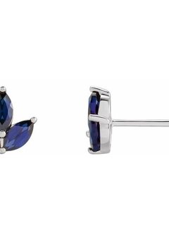 Marquise Blue Sapphire Cluster Stud Earrings