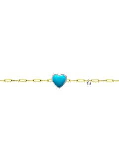 Turquoise Heart Paperclip Bracelet