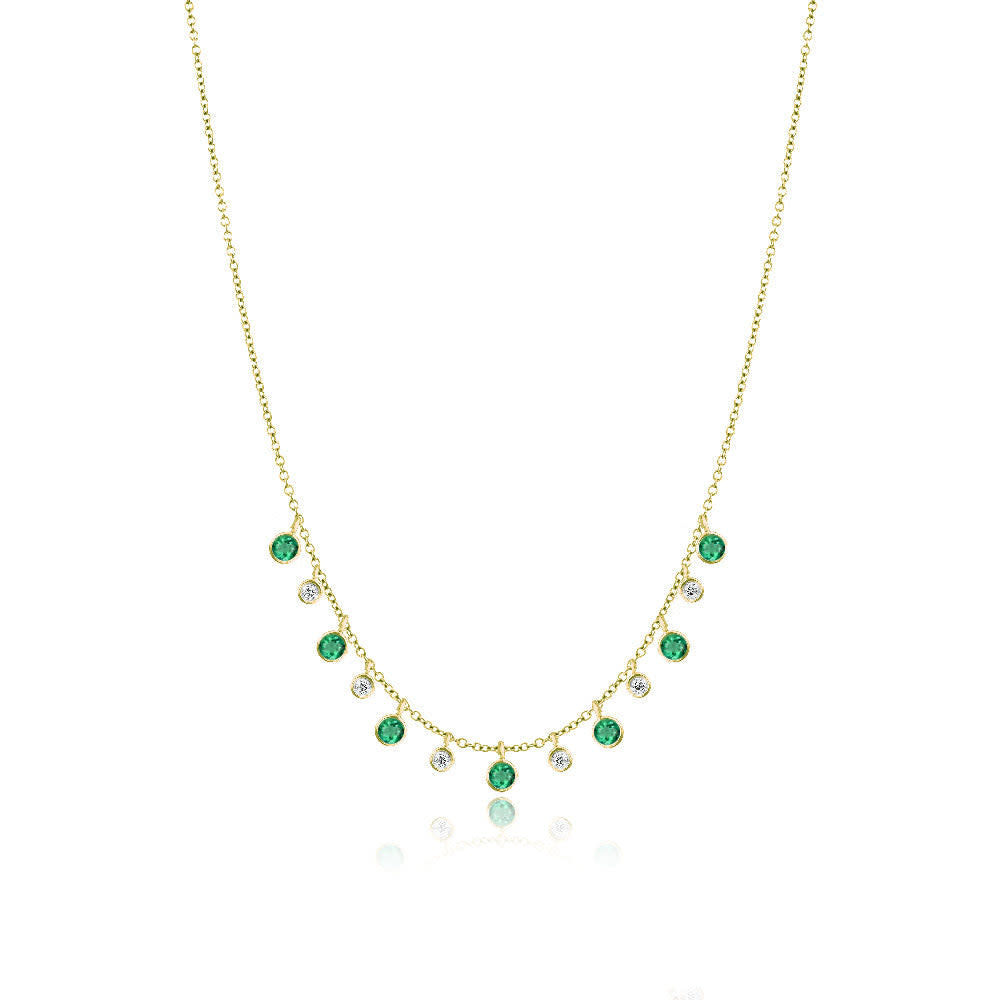 Meira T Yellow Gold Emerald and Diamond Layering Necklace