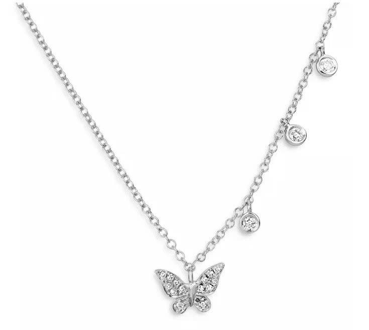 Meira T Dainty Diamond Butterfly Necklace