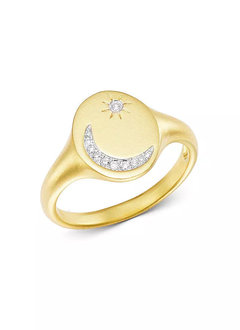 Moon and Star Signet Ring