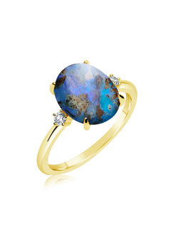 Boulder Opal Tourmaline Ring