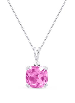 N1464PCW - Created Pink Sapphire & Diamond Accent Necklace
