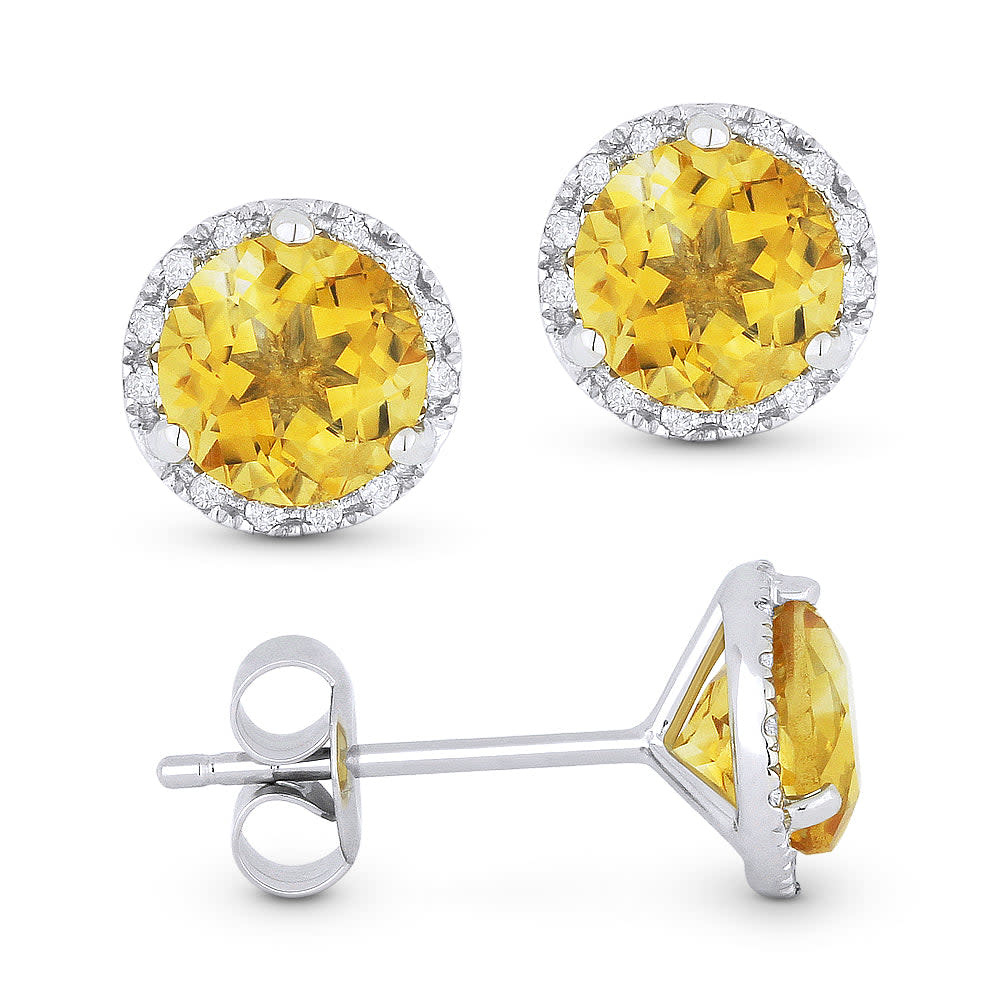 E1023 Citrine & Diamond Halo Earrings