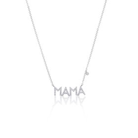 14kt White Gold Diamond Mama Necklace