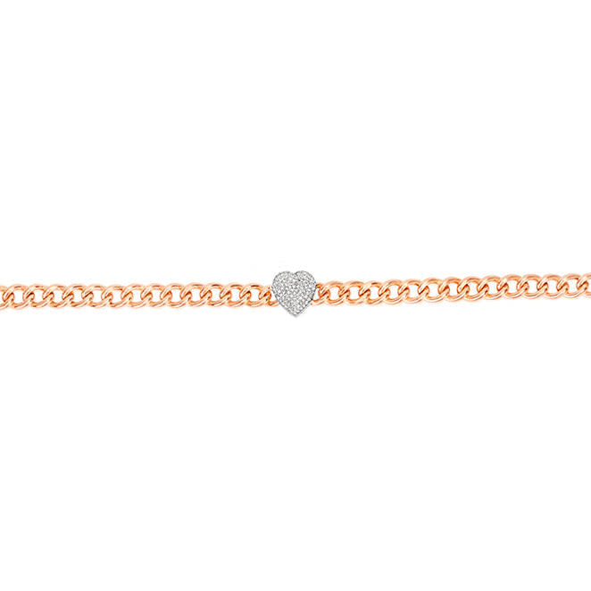 Rose Gold Chunky Chain Heart Bracelet