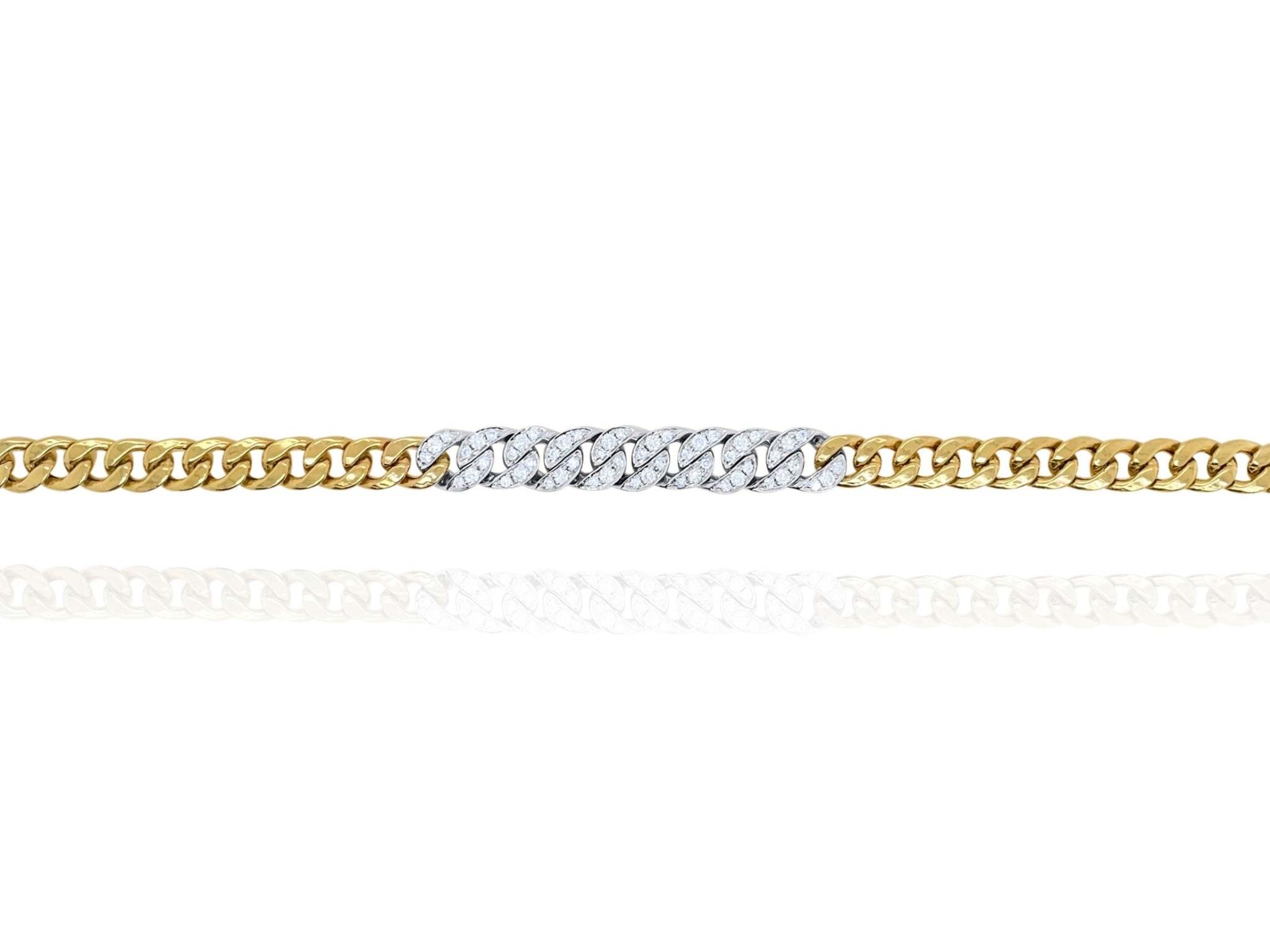 Gold and Diamond Cuban Link Bracelet