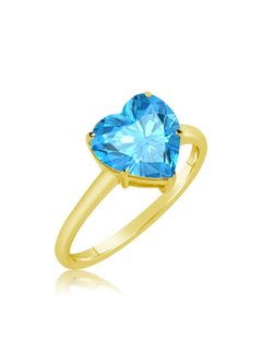 Yellow Gold Blue Topaz Heart Ring