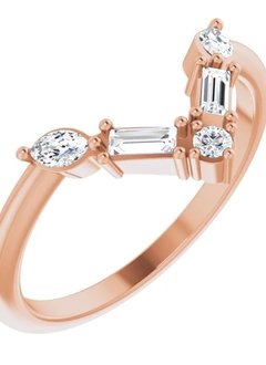 1/4 Carat Baguette, Marquise & Round Band V Bar Band