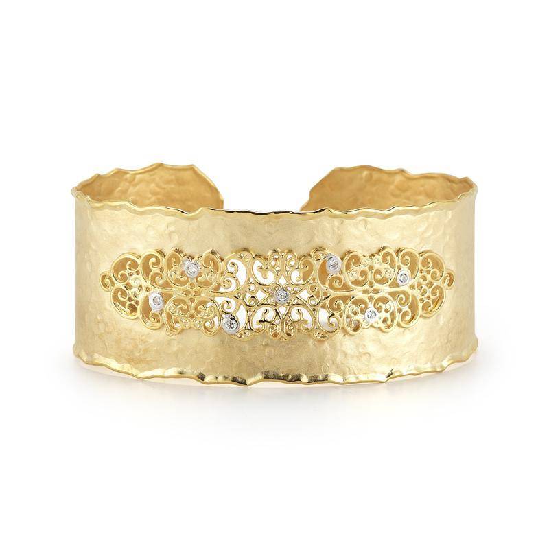 Yellow gold and diamond cuff bracelet - Freedman Jewelers