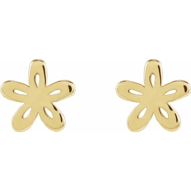 1/4 inch 14kt Gold Flower Earrings