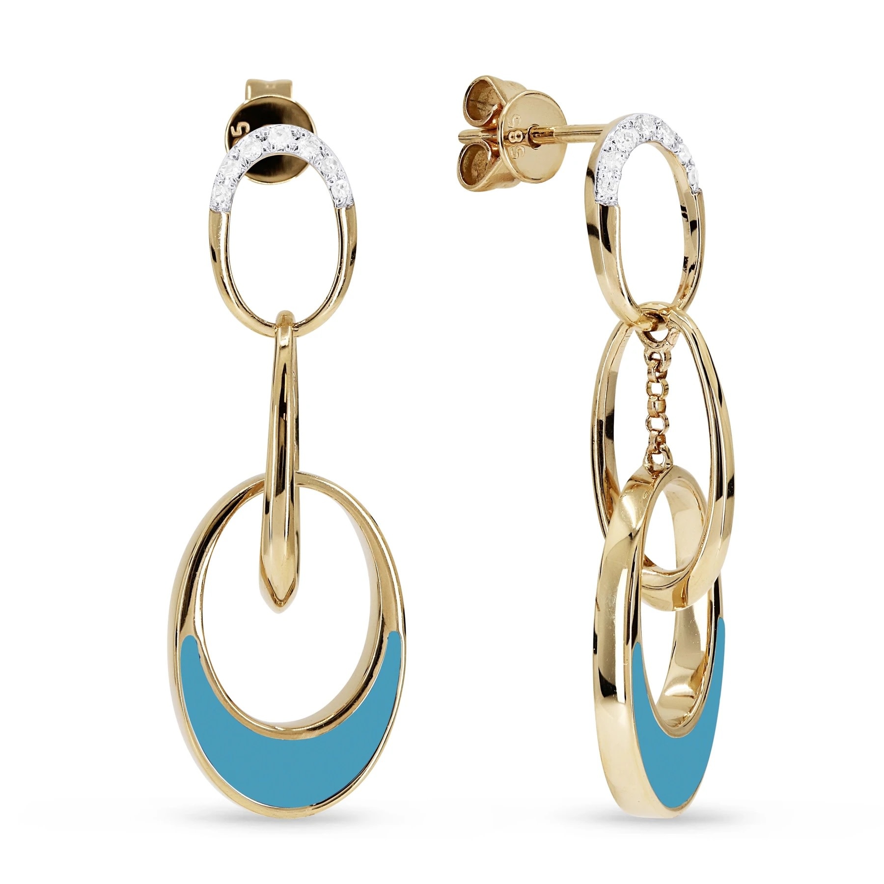 Madison L E1419 Turquoise & Diamond Drop Earrings