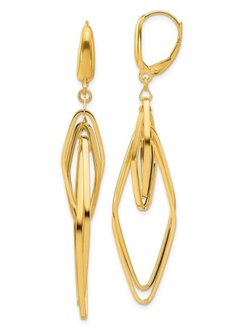 14kt Yellow Gold Diamond Shaped Dangle Earrings
