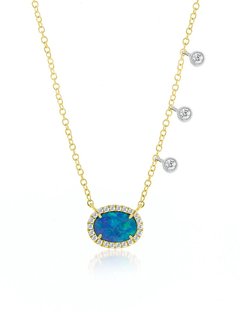 1n6404 Opal & Diamond Bezel Necklace