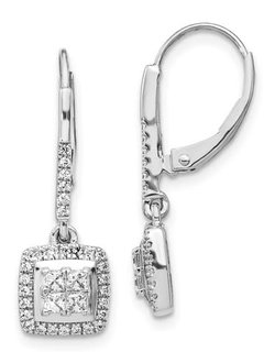 EM4372 0.50 Carat Leverback Diamond Drop Earrings