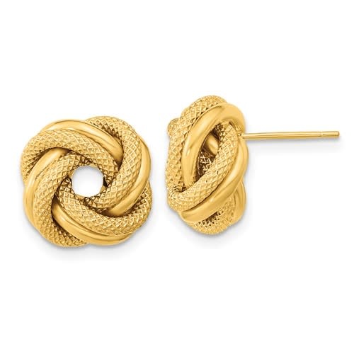 14kt Textured Double Love Knot Post Earrings