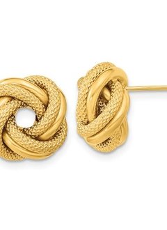 14kt Textured Double Love Knot Post Earrings